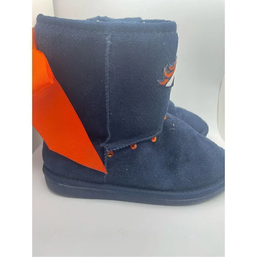 Denver Broncos bedazzled kids winter fuzzy boots size 3